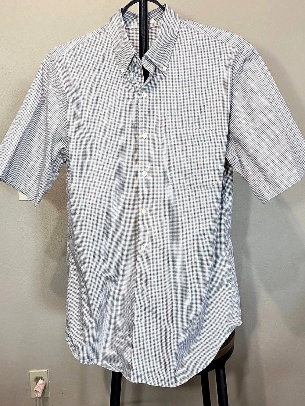 Peter Millar short sleeve button-down plaid Cotton lightweight business casual